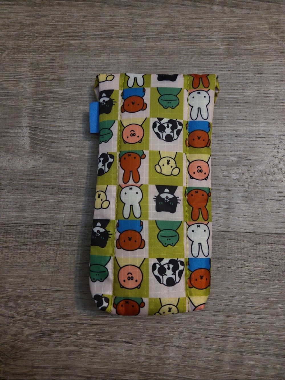 Bunny and Friends Green Multi Animal Grid Glasses Case - Picture 2 of 2